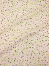 Штапель "Желтые лютики на бл.розовом", ш.1.45м, вискоза-100%, 100гр/м.кв