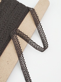 Кружево цв.темный шоколад, ш.10м, хлопок-90%, п/э-10%, рис.129/10