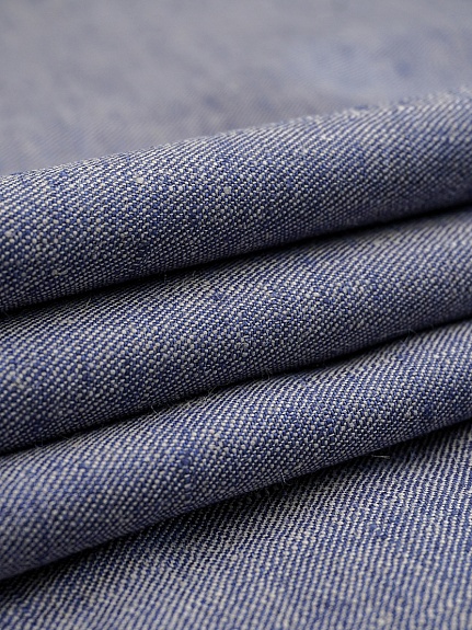 Льняная саржа с умягчением цв.Джинс, ш.1.5м, лен-100%, 220гр/м.кв