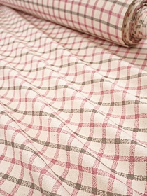 Поплин "Клетка" цв.розовый/серый (на суровом), ш.2.2м, хлопок-100%, 110гр/м.кв