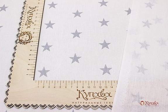 Бязь "Серые звездочки на белом", СОРТ2, ш.1.5м,  хлопок-100%, 120гр/м.кв