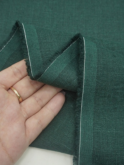 Лен костюмный с эффектом мятости цв.Темный малахит, ш.1.45м, лен-100%, 190гр/м.кв