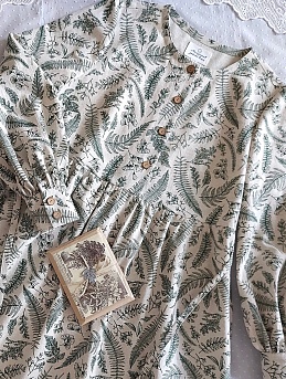 Платье из полульна "Душистые травы" в суровом цвете