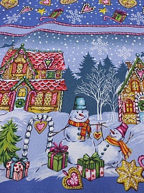 Рогожка "Веселый праздник" цв.джинсово-синий, ш.1.5м, хлопок-100%, 160гр/м.кв