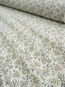 Импорт. хлопок "Цветочная листва" цв.белый, ш.1.5м, хлопок-100%, 100гр/м.кв