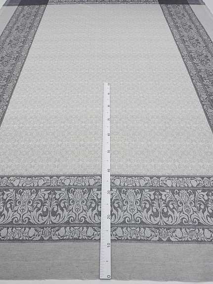 Крой скатерти жаккард "Цветочная арабеска" цв.серый, 1.90м*2.55м, лен-51%, хлопок-49%