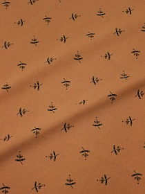 Перкаль Премиум "Набойка - веточки" цв.карамельно-терракотовый, ш.1.5м, хлопок-100%, 125гр/м.кв