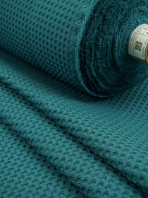 Вафельное премиум-полотно "Italy" цв.Темная бирюзовая морская волна, ш.1.5м, хлопок-100%, 240гр/м.кв