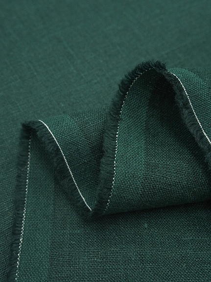 Лен костюмный с эффектом мятости цв.Темный малахит, ш.1.45м, лен-100%, 190гр/м.кв