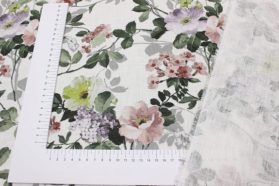 Лен костюмный Цифр.печать "Дикая роза", ш.1.5м, лен-100%, 190гр/м.кв