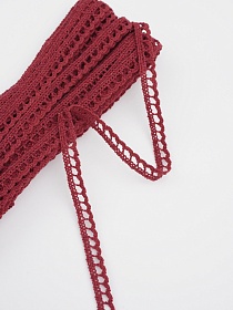 Кружево цв.бордово-красный, ш.08мм, хлопок-90%, п/э-10%, 10м