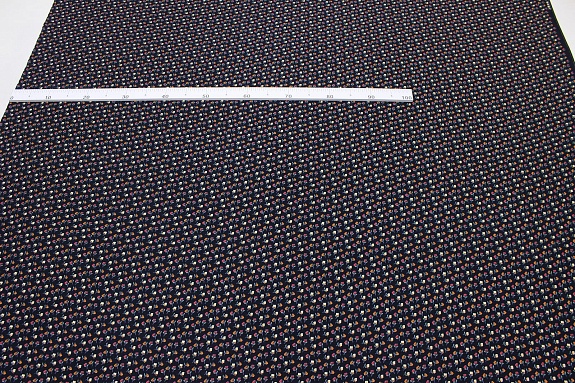 Штапель Премиум "Цветные тюльпанчики на чернильно-черном", ш.1.43м, вискоза-100%, 120гр/м.кв