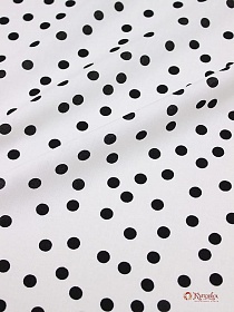 Штапель "Россыпь черного гороха (7мм)" цв.белый, ш.1.45м, вискоза-100%, 90гр/м.кв