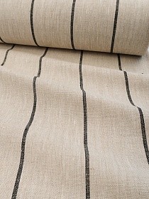 Лен скатертной "Полоска черная" цв.натуральный, ш.1.5м, лен-100%, 250гр/м.кв