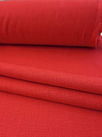 Лен костюмный с умягчением цв.Красный , ш.1.45м, лен-100%, 250гр/м.кв