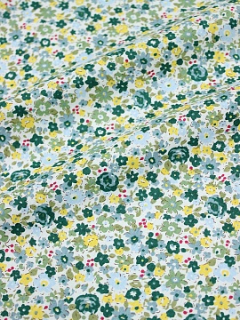 Импорт. хлопок "Мелкая акварель (желтые, зеленые цветы)", ш.1.49м, хлопок-100%, 110гр/м.кв