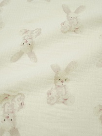 Муслин двухслойный с эф.жатости "Зайчонок" цв.сливочный, ш.1.35м, хл-100%, 120гр/м.кв