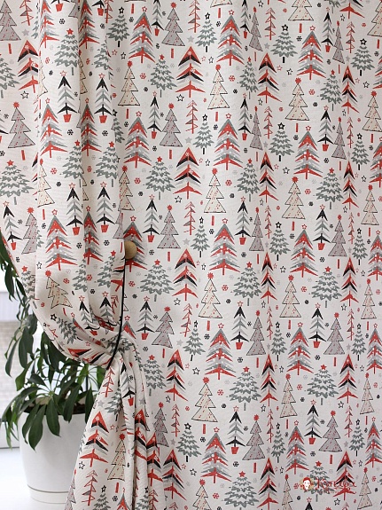 Рогожка "Скандинавские елочки" цв.красный, СОРТ2, ш.1.5м, хлопок-100%, 170гр/м.кв