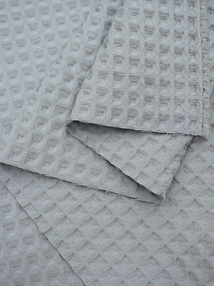 Вафельное премиум-полотно "Бохо" цв.св.серо-голубой, ш.1.5м, хлопок-100%, 230гр/м.кв