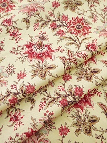 Плательный хлопок Цифр.печать "Алая краса" цв.соломенно-желтый, ш.1.5м, хлопок-100%, 155гр/м.кв