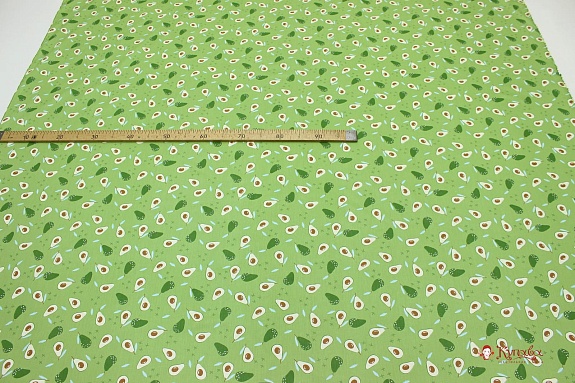 Сатин "Мини авокадо на св.кленовом зеленом", ш.1.61м, хлопок-100%, 110гр/м.кв