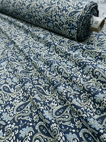 Импорт. хлопок "Мерида" цв.зеленый/джинсово-синий, ш.1.5м, хл-100%, 100гр/м.кв