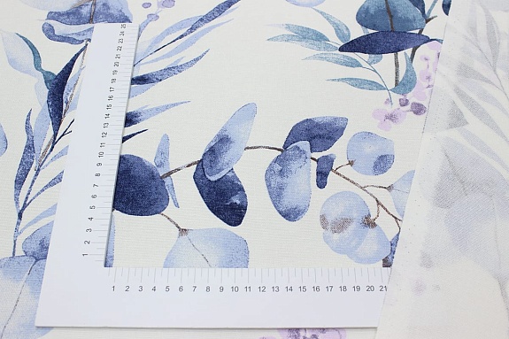 Мерный лоскут (ткань в отрезах) - Рогожка "Изящный эвкалипт", ш.1.5м, хлопок-100%, 165гр/м.кв
