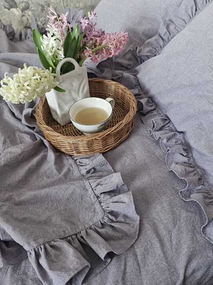Постельное белье из вареного хлопка в пепельно-сером цвете