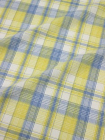 Вареный (стираный) хлопок "Клетка" цв.св.лимонно-желтый/пыльно-голубой, ш.2.52м, хл-100%, 125гр/м.кв