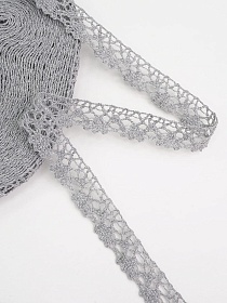 Кружево цв.серый, ш.15мм, хлопок-90%, п/э-10%, 10м, рис.016/7