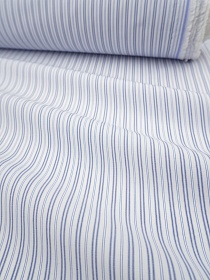 Пестроткань сорочечная "Двойная узкая полоска" цв.белый/джинс, ш.1.45м, хл-100%, 110гр/м.кв