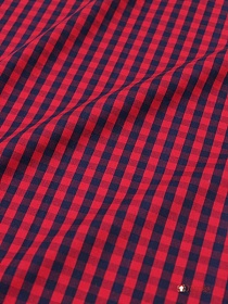 Перкаль пестротканый блузочно-сорочечный "Клетка чернильно-красная", ш.1.5м, хлопок-100%, 120гр/м.кв