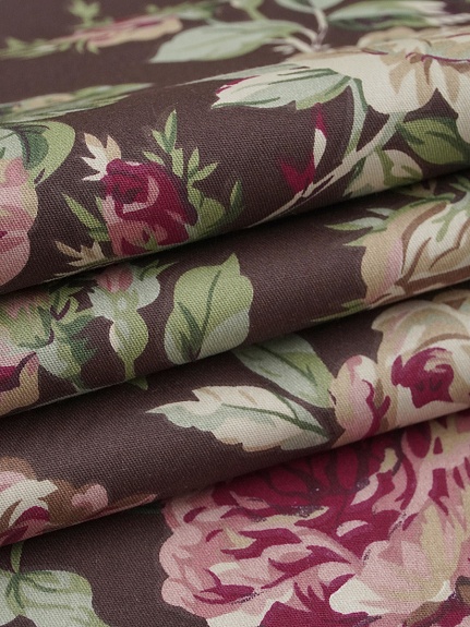 Сатин "Античные розы" цв.горький шоколад, ш.1.6м, хлопок-100%, 110гр/м.кв