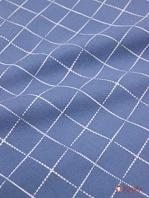 Теплый хлопок "Клетка-пунктир" цв.винтажный джинсовый, ш.1.5м, хлопок-100%, 160гр/м.кв