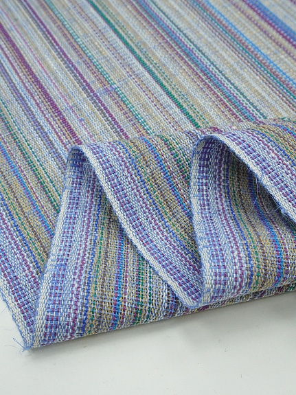 Полулен пестротканый "Васильково-голубой меланж - полоска", ш.1.6м, лен-50%, хлопок-50%, 180гр/м.кв