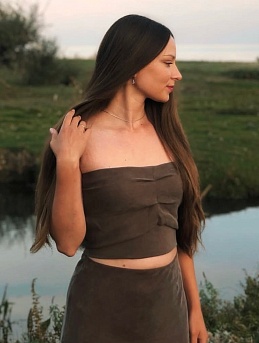 Юбка и топ из купры в кофейном цвете