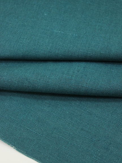 Мерный лоскут (ткань в отрезах) - Полулен с умягчением цв.Темная бирюзовая морская волна, ш.1.5м