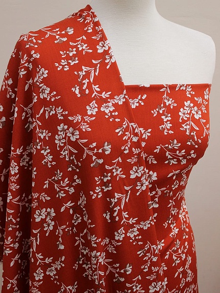 Штапель "Лейла", цв.кирпично-терракотовый, ш.1.42м, вискоза-100%, 90гр/м.кв