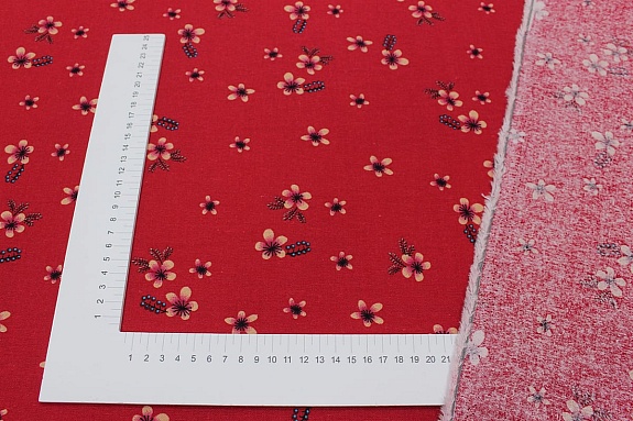 Хлопколен "Марта" цв.красный с малиновым оттенком, ш.1.5м, хлопок-80%, лен-20%,120гр/м.кв