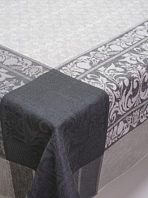 Крой скатерти жаккард "Цветочная арабеска" цв.серый, 1.90м*2.55м, лен-51%, хлопок-49%