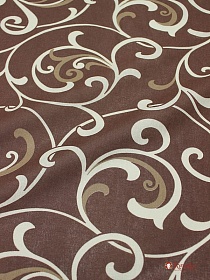 Мерный лоскут Бязь "Крупные вензеля на коричневом", ш.2.2м, хлопок-100%, 120гр/м.кв