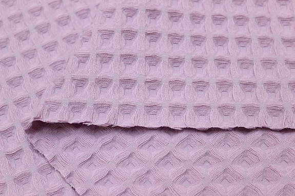 Вафельное премиум-полотно "Бохо" цв.сиренево-розовый туман, ш.1.44м, хлопок-100%, 230гр/м.кв
