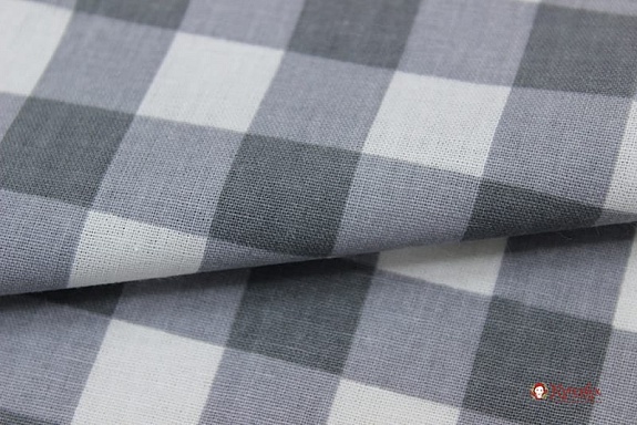 Поплин "Клетка" цв.серый, ш.2.2м, хлопок-100%, 110гр/м.кв
