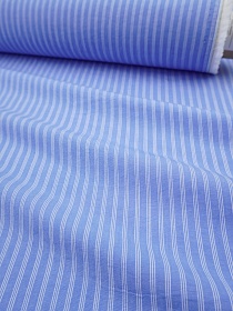 Пестроткань сорочечная "Тройная полоска" цв.ярко-голубой/белый, ш.1.5м, хлопок-100%, 110гр/м.кв