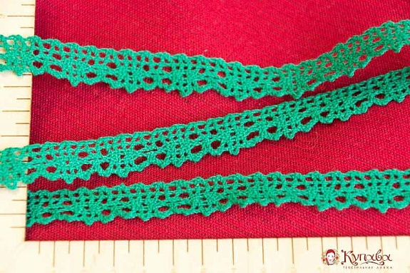 Кружево цв.зеленый, ш.18мм, хлопок-90%, п/э-10%#007042