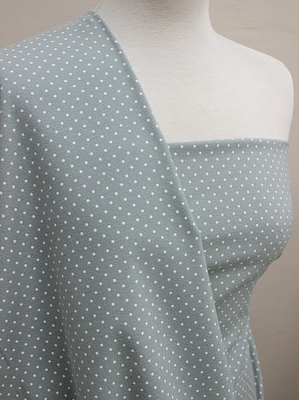 Теплый хлопок "Белый горох (2мм)" цв.голубой мох, СОРТ2, ш.1.48м, хлопок-100%, 140гр/м.кв