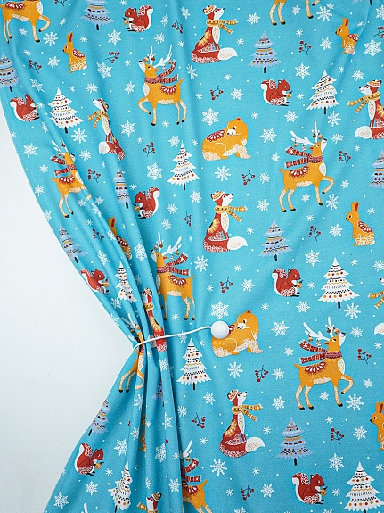 Рогожка "Зимняя сказка" цв.пыльно-бирюзовый,  ш.1.5м, хлопок-100%, 180гр/м.кв