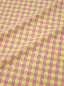 Вареный (стираный) хлопок "Клетка (0.9*0.9см)" цв.св.желтый/т.роза, ш.2.5м, хл-100%, 125гр/м.кв