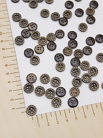 Пуговица кокос с ободком (штрихи по кругу), ВИД2, 11мм, 4 отверстия