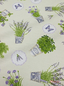 Ткань для столового белья с пропиткой "Прованские травы", ш.1.45м, хлопок-100%, 167гр/м.кв